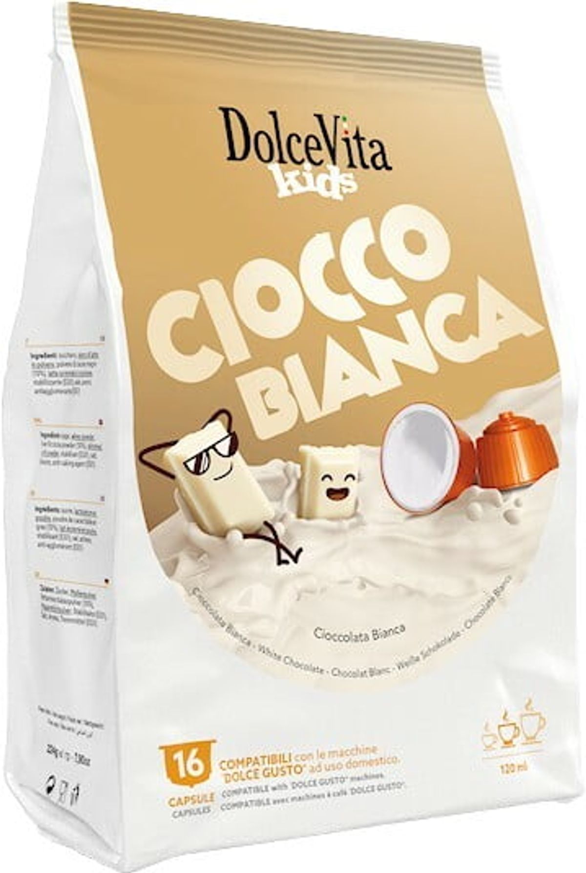 Dolce Vita - Hvid Mælkechokolade (16 stk) - Kapsler til Dolce Gusto