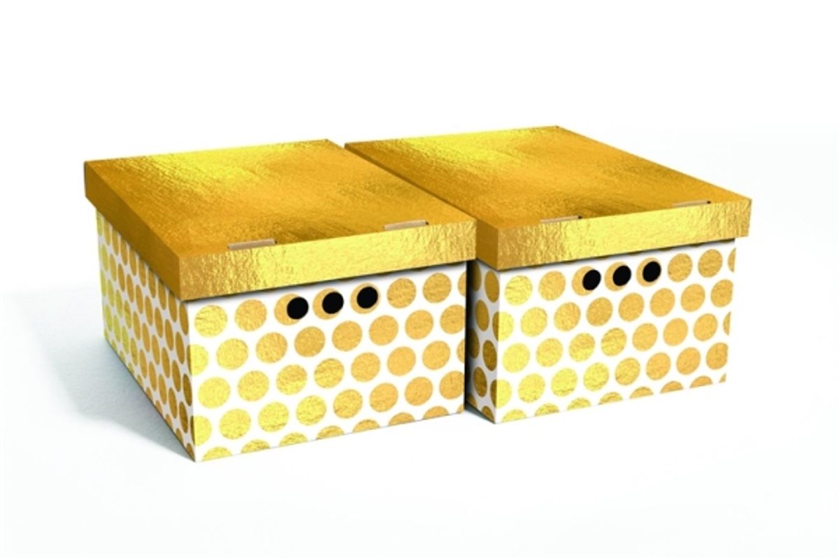 Domoletti Foldable Cart Box33x25x18cm 2 Gold Dots