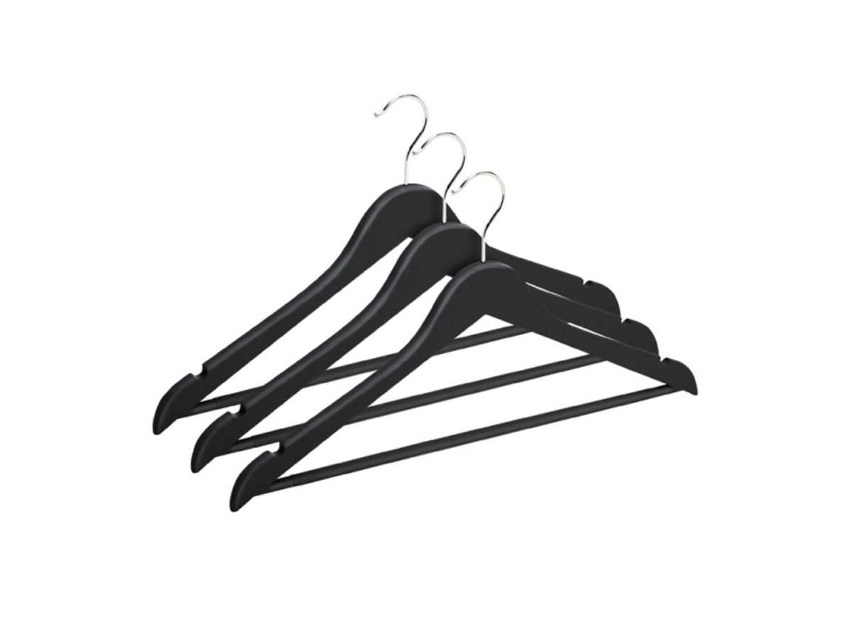 Domoletti Rubber Coated Hanger Lsr013c Black 3Pcs