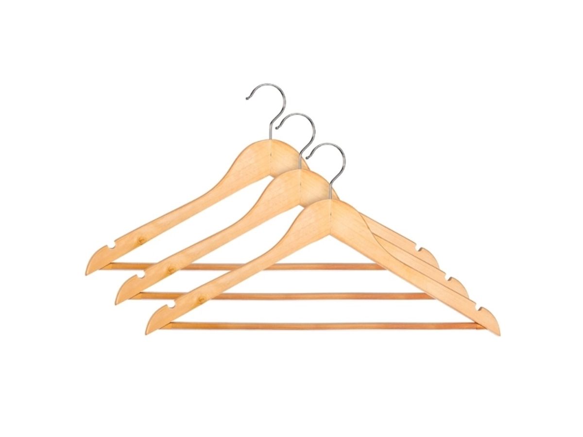 Domoletti Wooden Hanger Lsn001-B Natural 3 Pcs