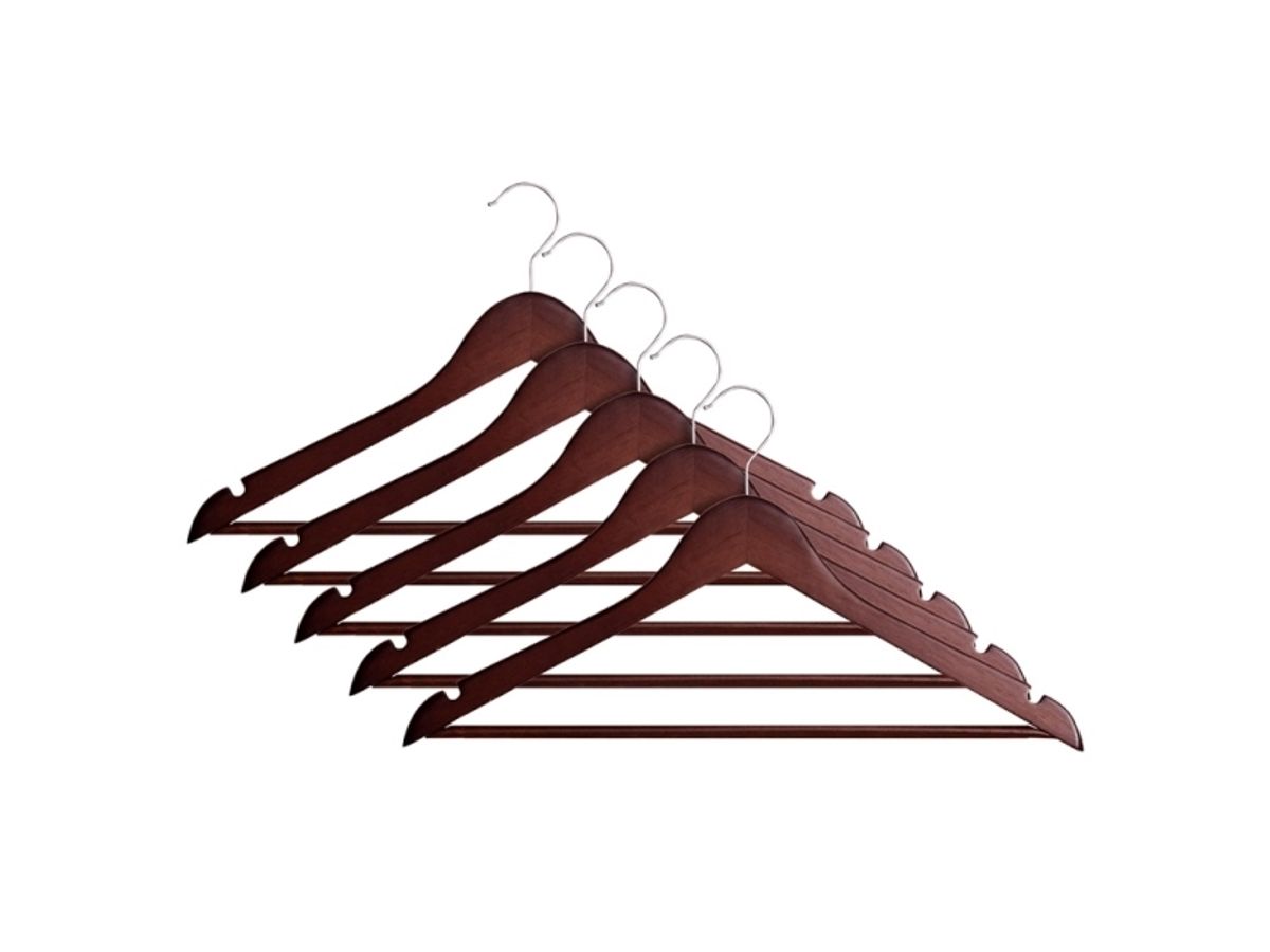 Domoletti Wooden Hanger Lsn001-G Dark Wood 5 Pcs