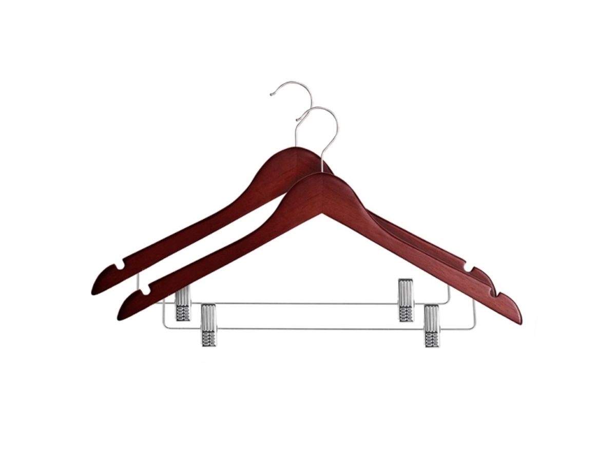 Domoletti Wooden Hanger Lsn015-A Dark Wood 2 Pcs