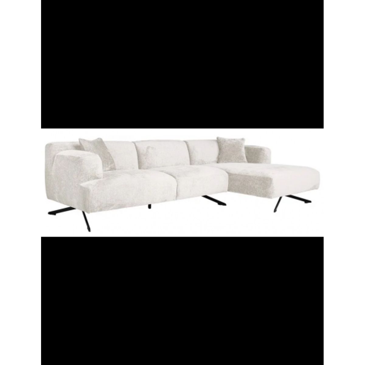 Donovan højrevendt chaiselong sofa i chenille 300 x 148 cm - Sort/Creme