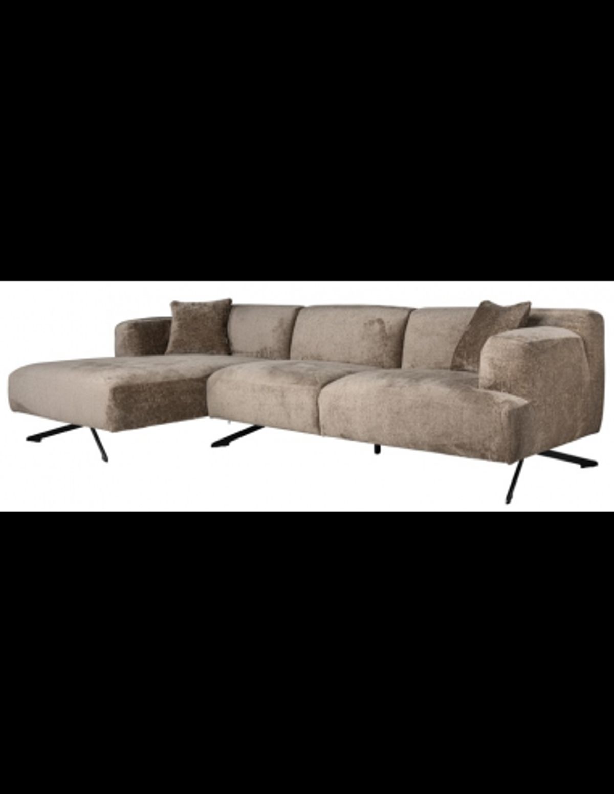 Donovan venstrevendt chaiselong sofa i chenille 300 x 148 cm - Sort/Taupe