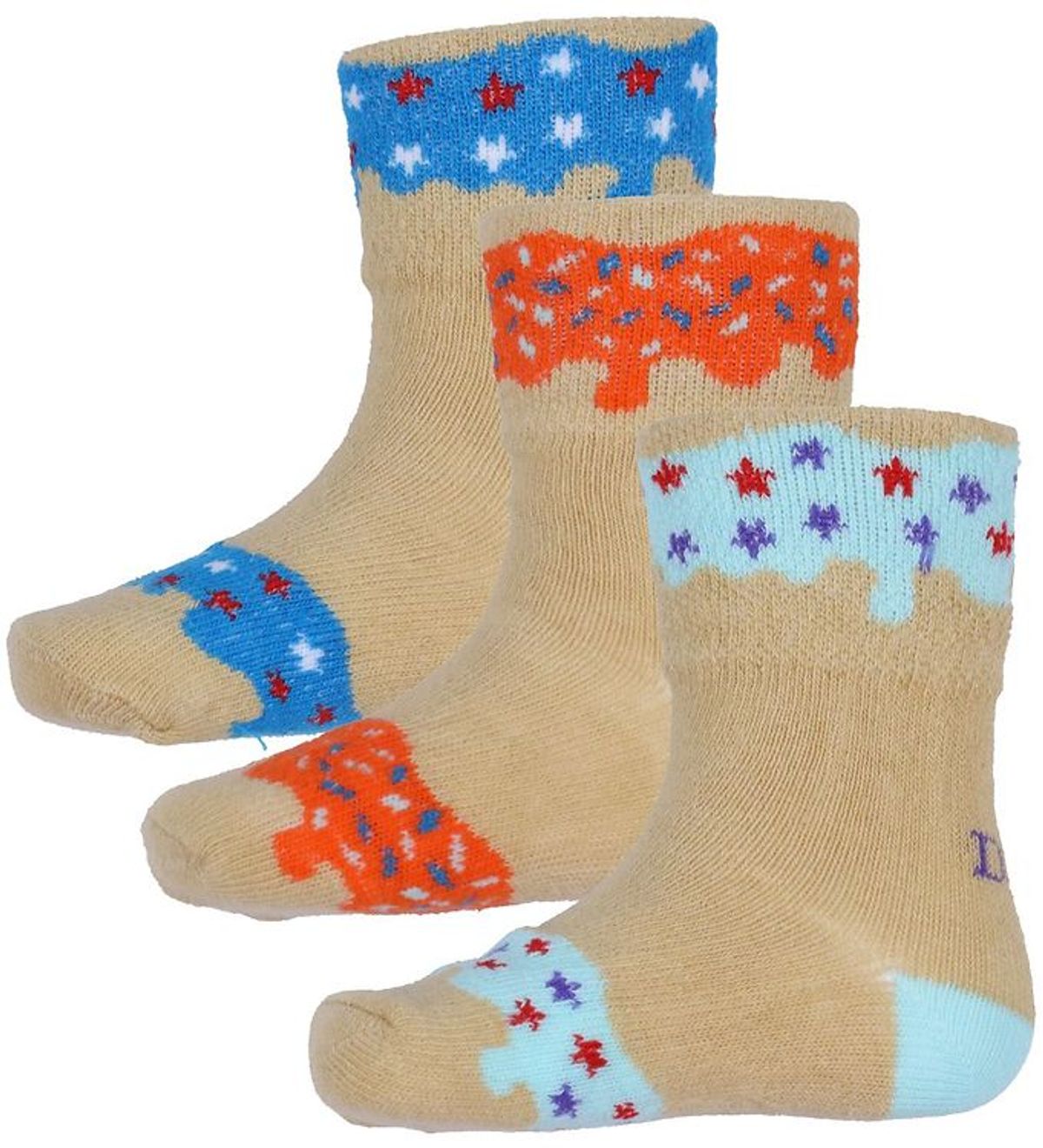 Dooky Strømper - Donut Socks - 3-Pak - Blueberry Orange