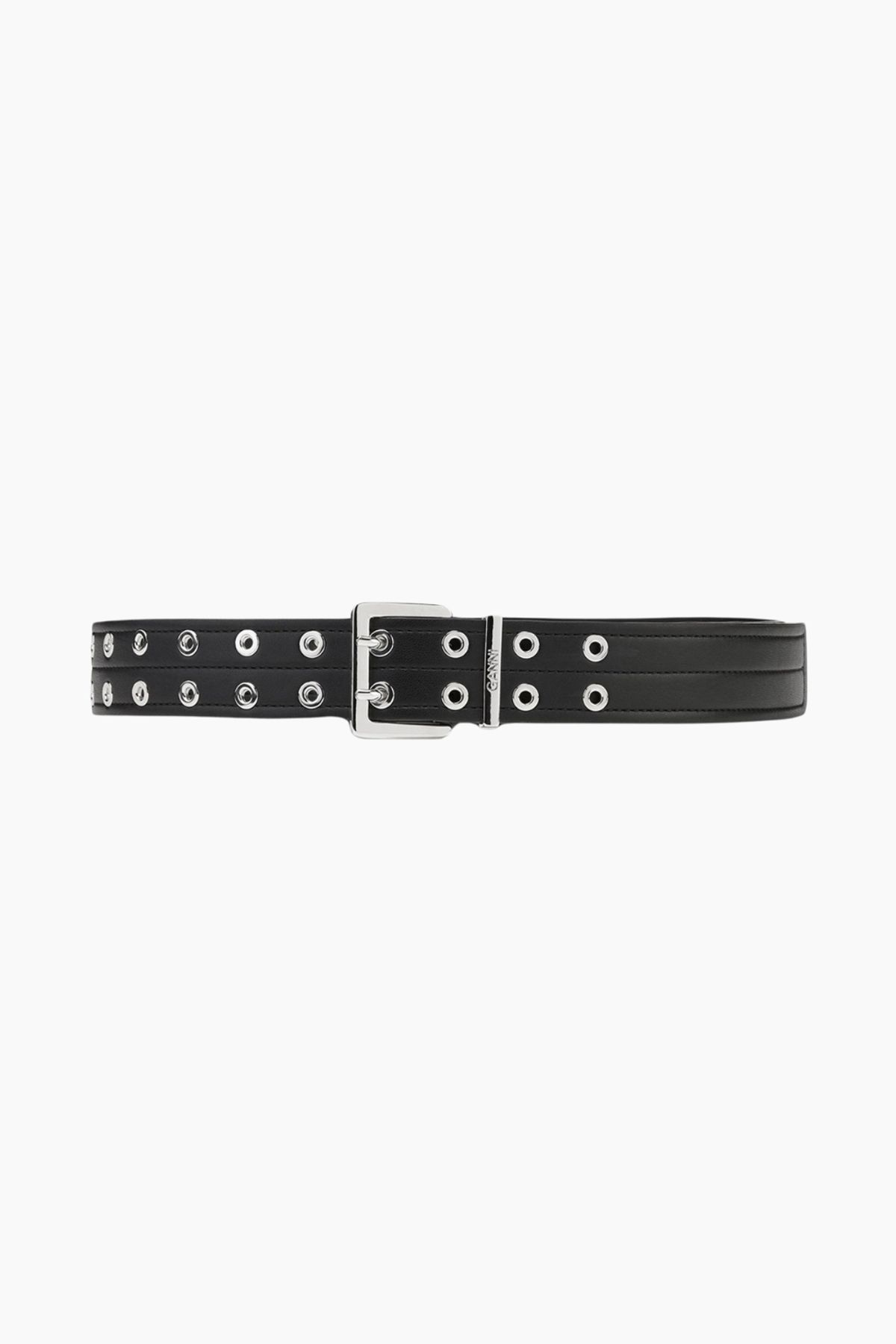 Double Eyelet Belt A6586 - Black - GANNI - Sort M/L