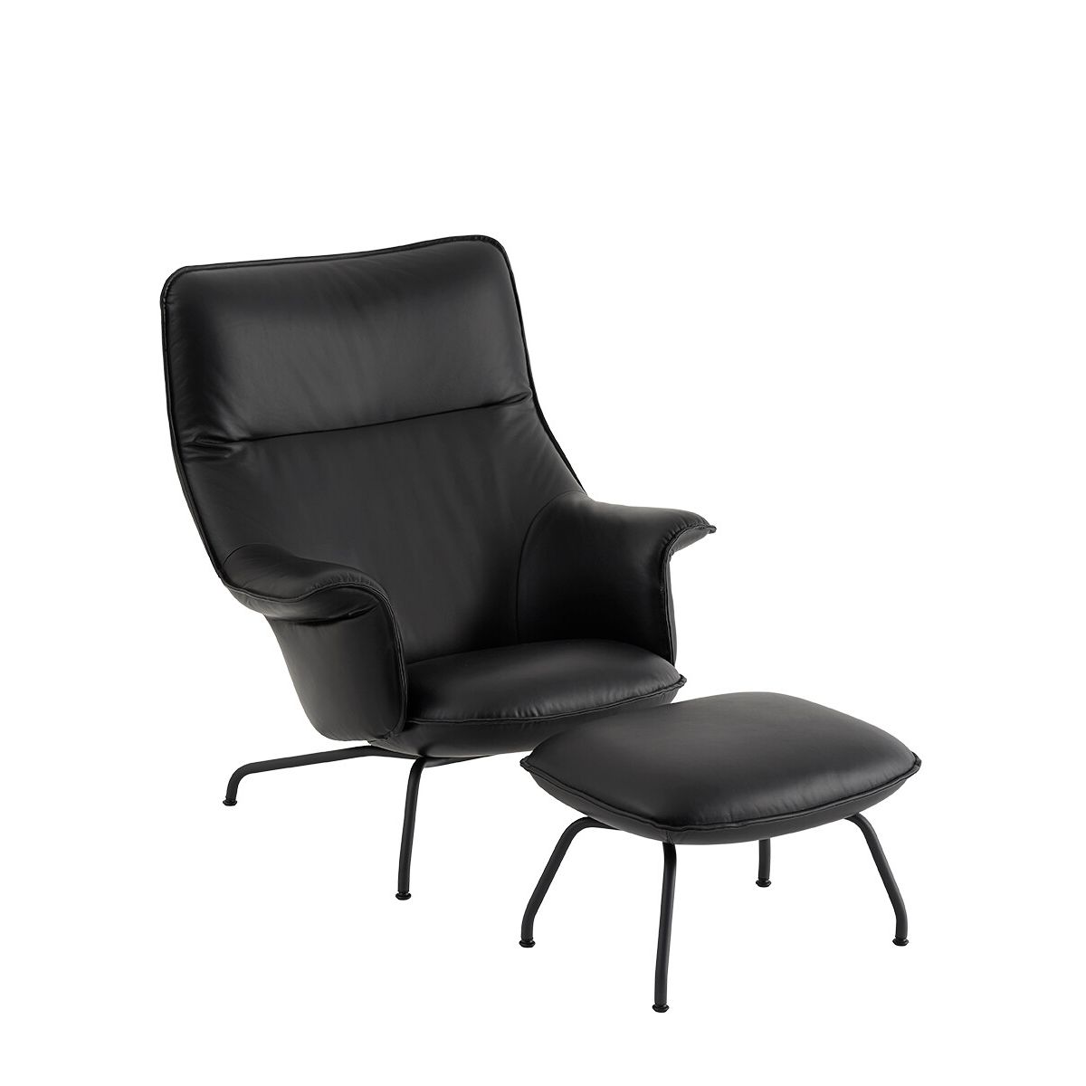 Doze Lounge Chair inkl. Fodskammel, black refine leather fra Muuto