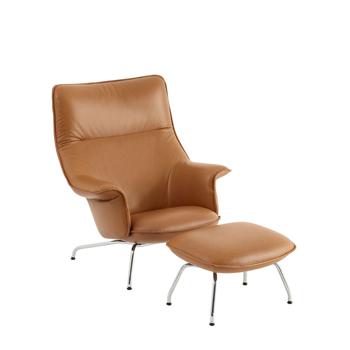 Doze Lounge Chair inkl. Fodskammel, cognac refine leather fra Muuto