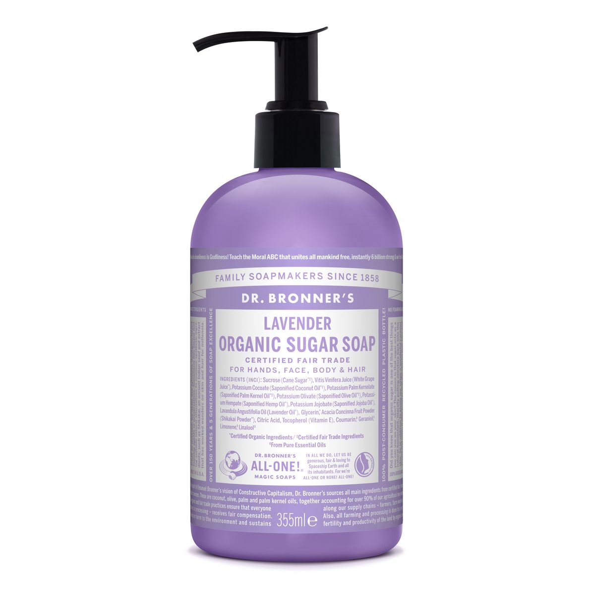 DR. BRONNERS SÆBE & SHAMPOO - LAVENDEL - DYBDE RENSENDE - ORGANIC SUGAR SOAP - sæbe - Dr. Bronner's - StudioBuus