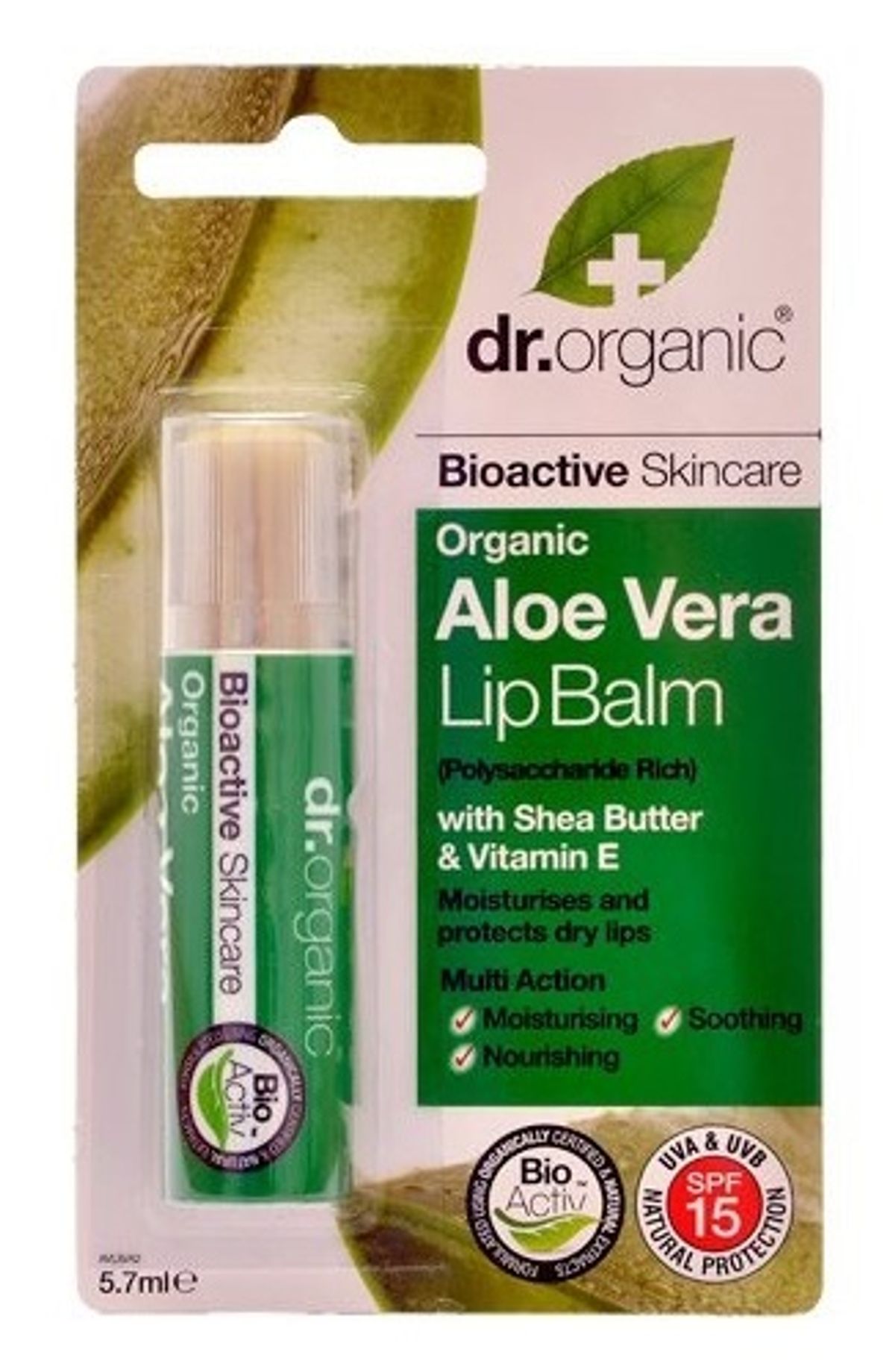 Dr. Organic Lipbalm Aloe Vera 5,7ml.