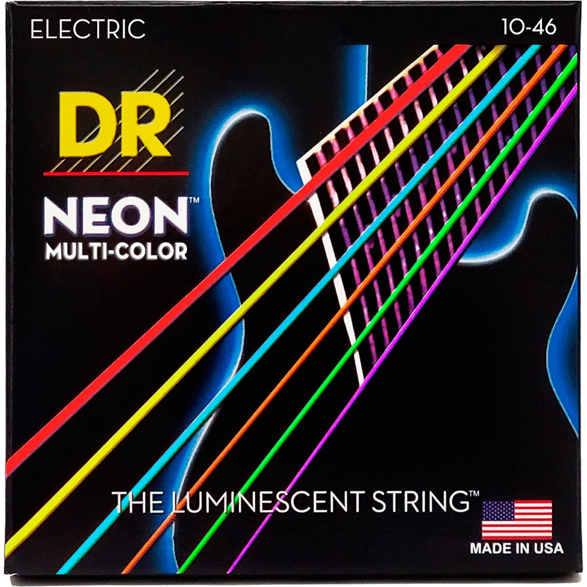 DR Strings NMCE-10 Hi-Def neon multi-color el-guitar-strenge, 010-046