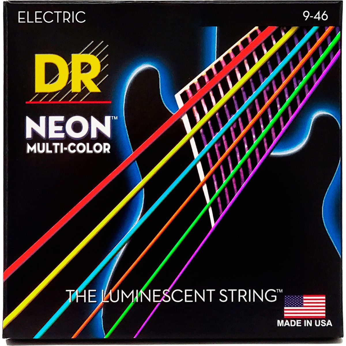 DR Strings NMCE-9/46 Hi-Def neon multi-color el-guitar-strenge, 009-046