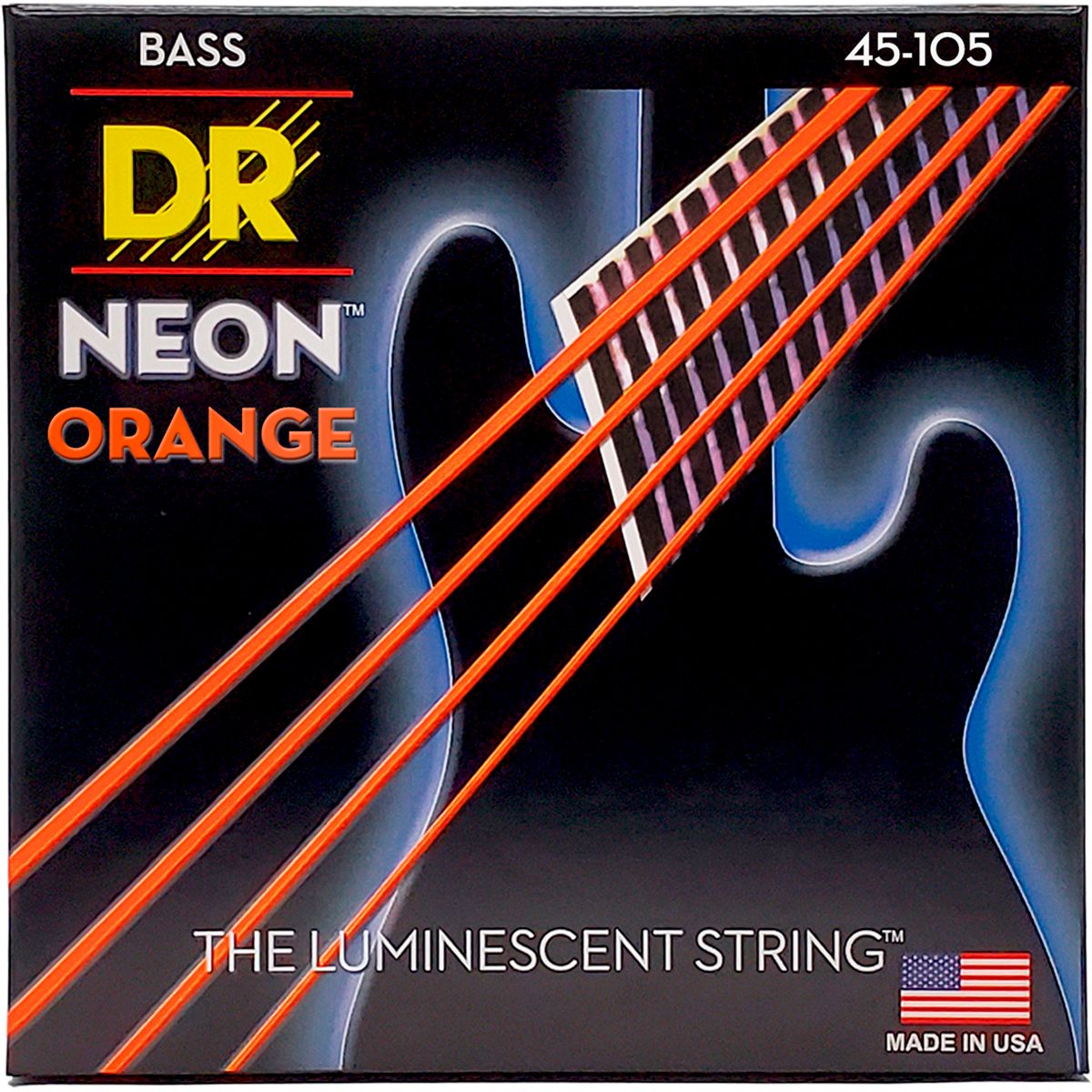 DR Strings NOB-45 Hi-Def neon orange bas-strenge, 045-105