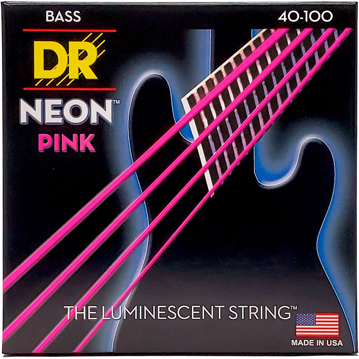 DR Strings NPB-40 Hi-Def Neon Pink bas-strenge, 040-100