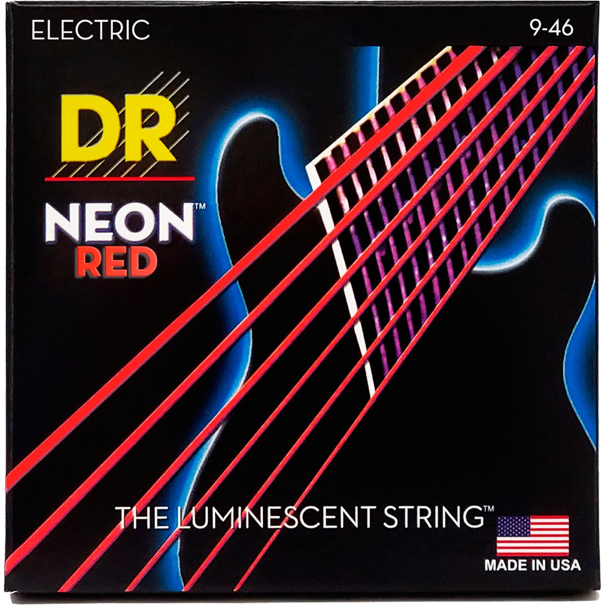 DR Strings NRE-9/46 Hi-Def neon red el-guitar-strenge, 009-046