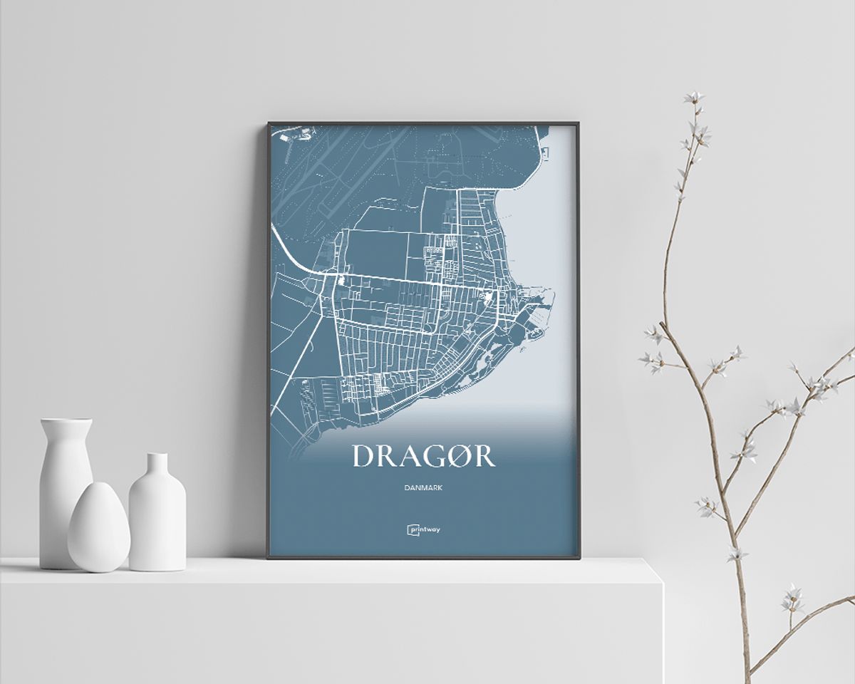 Dragør Plakaten Fuldt kort Havblå 60×84 cm (A1)