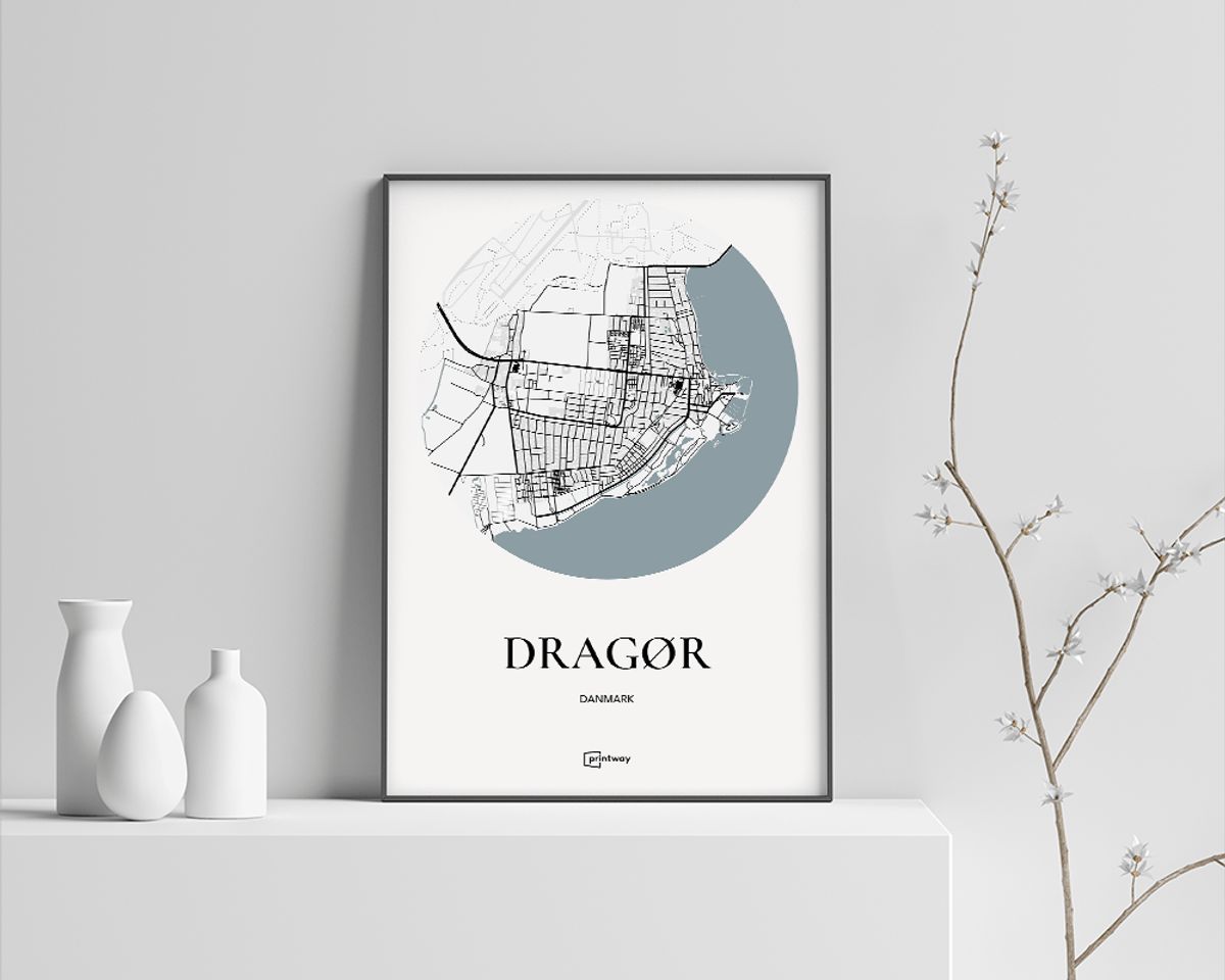 Dragør Plakaten Rundt kort Hvid 50×70 cm (B2)