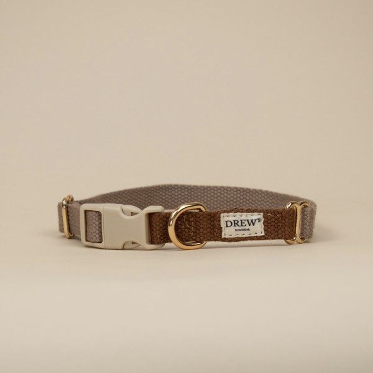 Drew's Dogwear Cortado // Justerbart halsbånd (brun/beige) - S