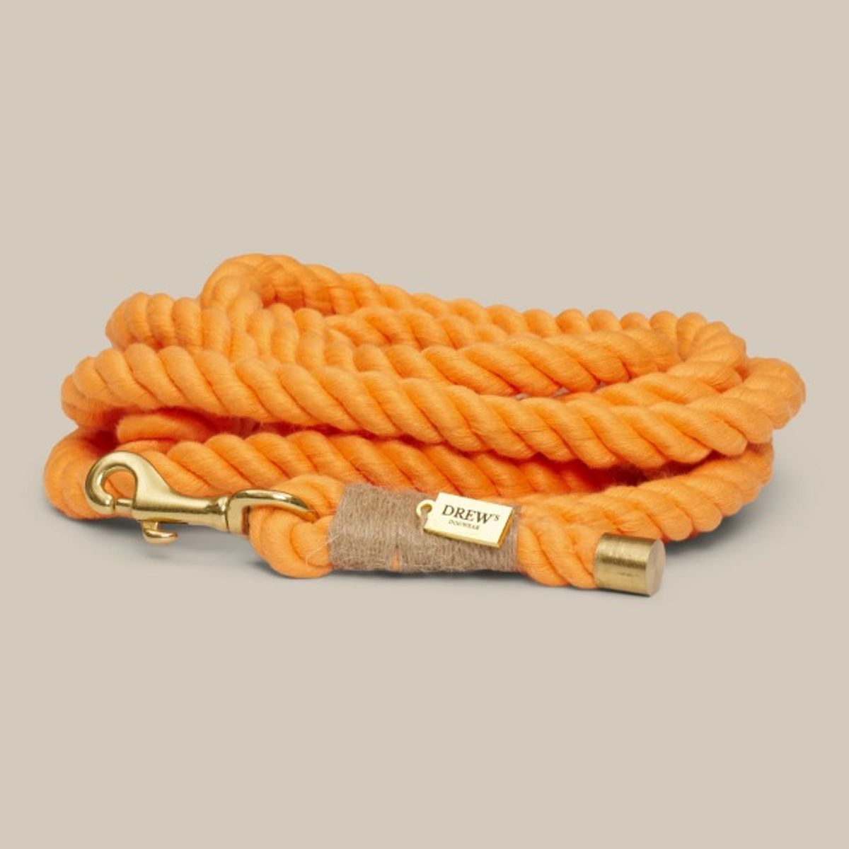 Drew's Dogwear Peach // Flettet hundesnor i blødt reb (orange)