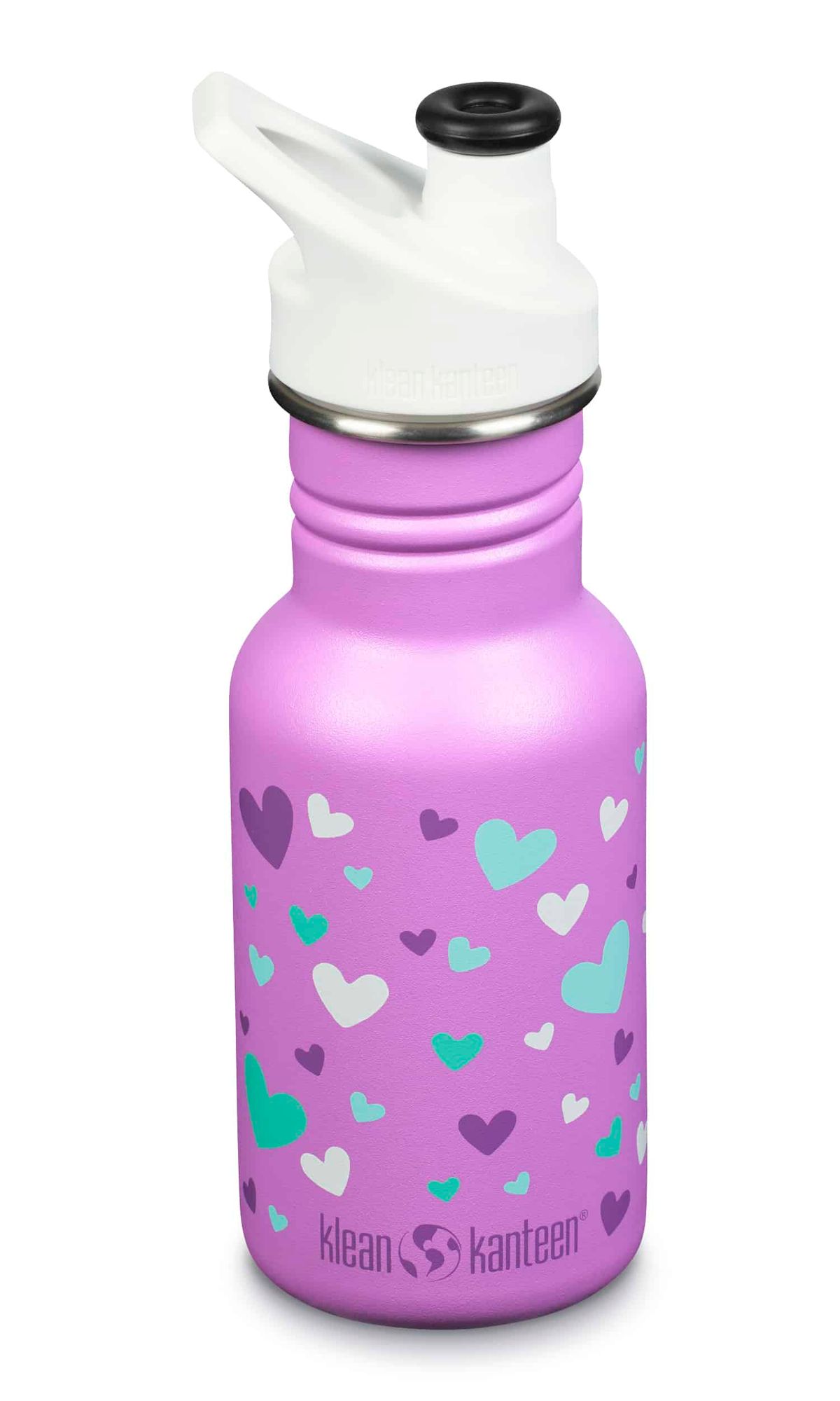 Drikkedunk i rustfrit stål til børn med Sportslåg - Orchid Hearts - 355 ml.