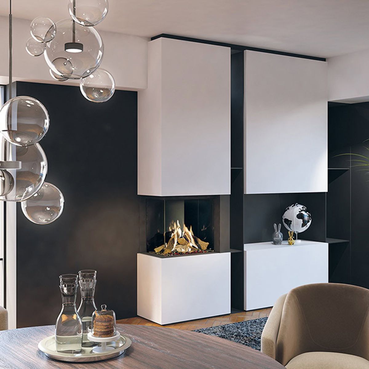 DRU Maestro 60/2 Gaspejs - Naturgas - Black Smooth (matsort) - Standard glas - Venstre - Standard