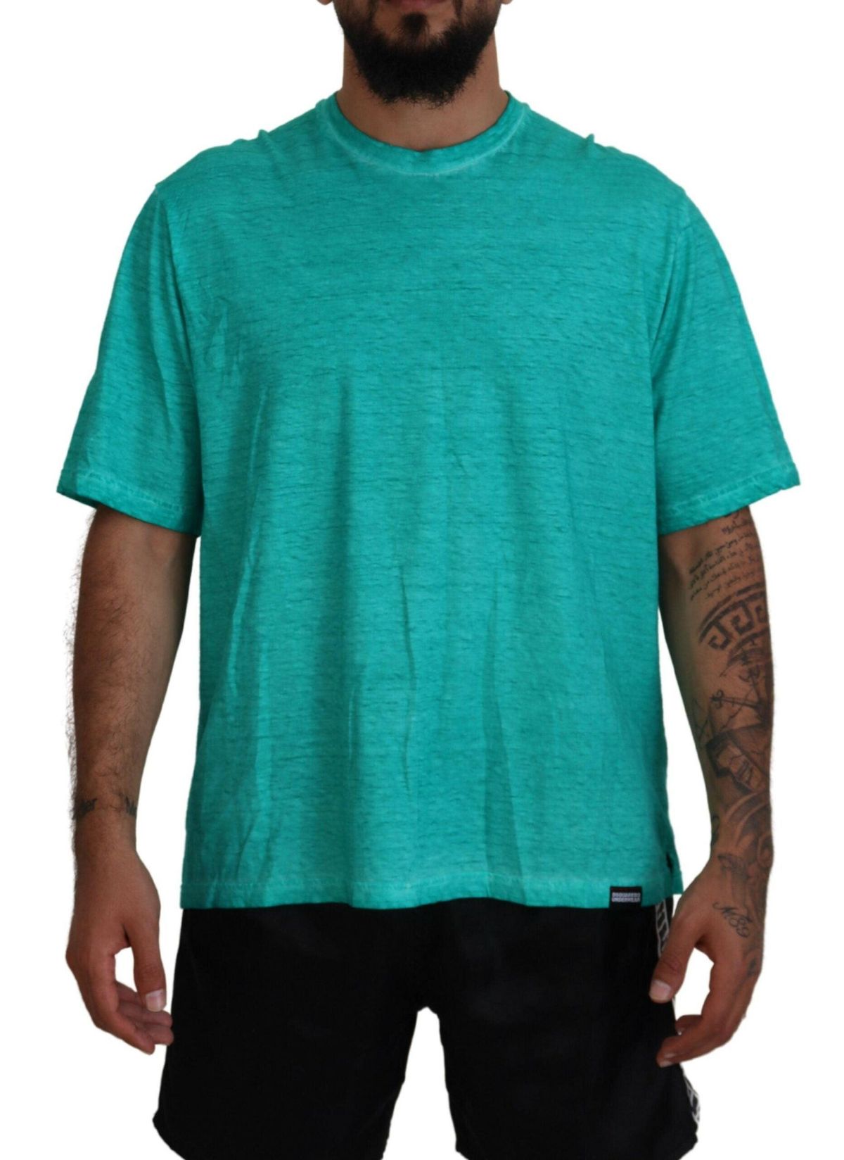 Dsquared2 Light Green Cotton Linen Short Sleeves T-shirt