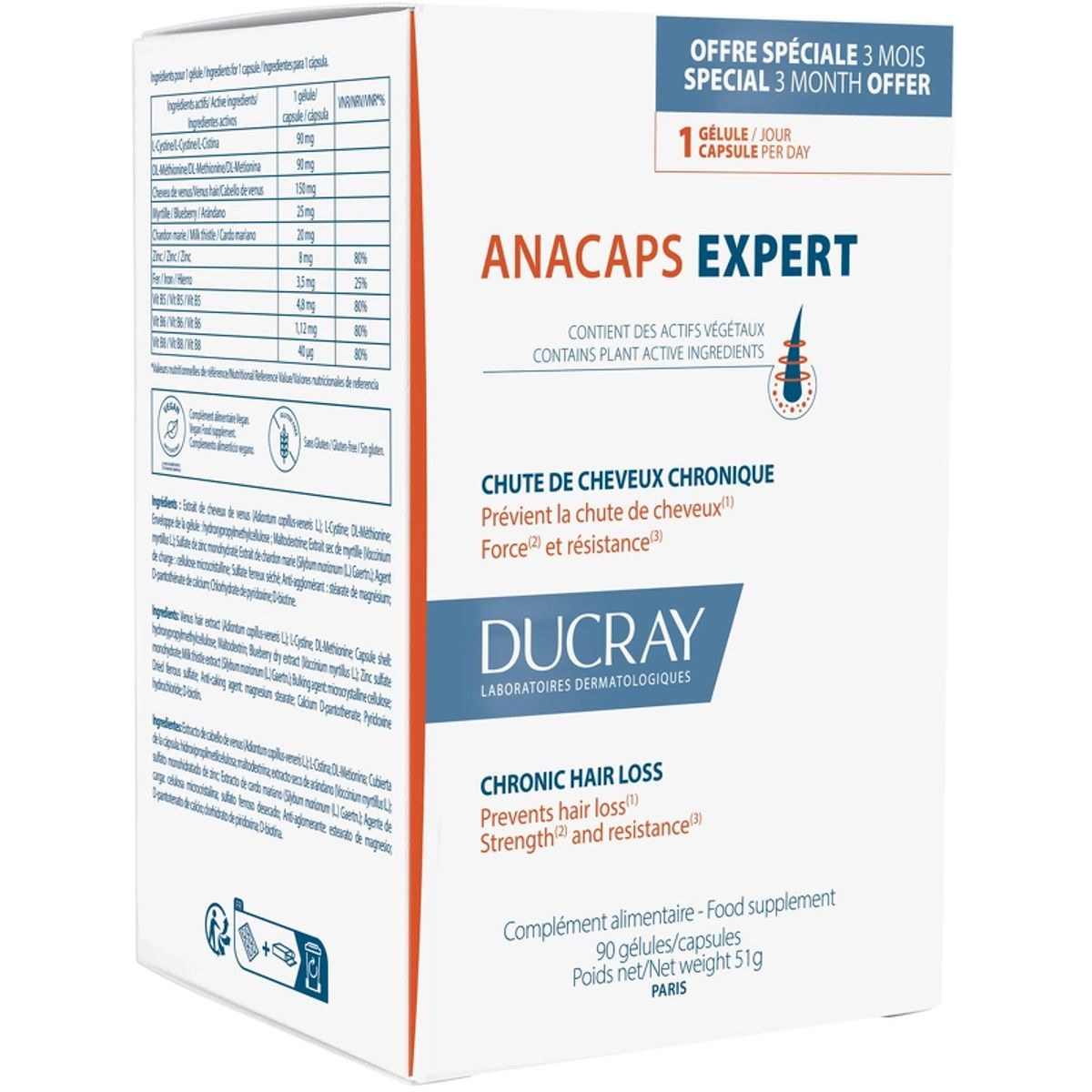 DUCRAY Anacaps Expert Chronic Hairloss 90 Pieces