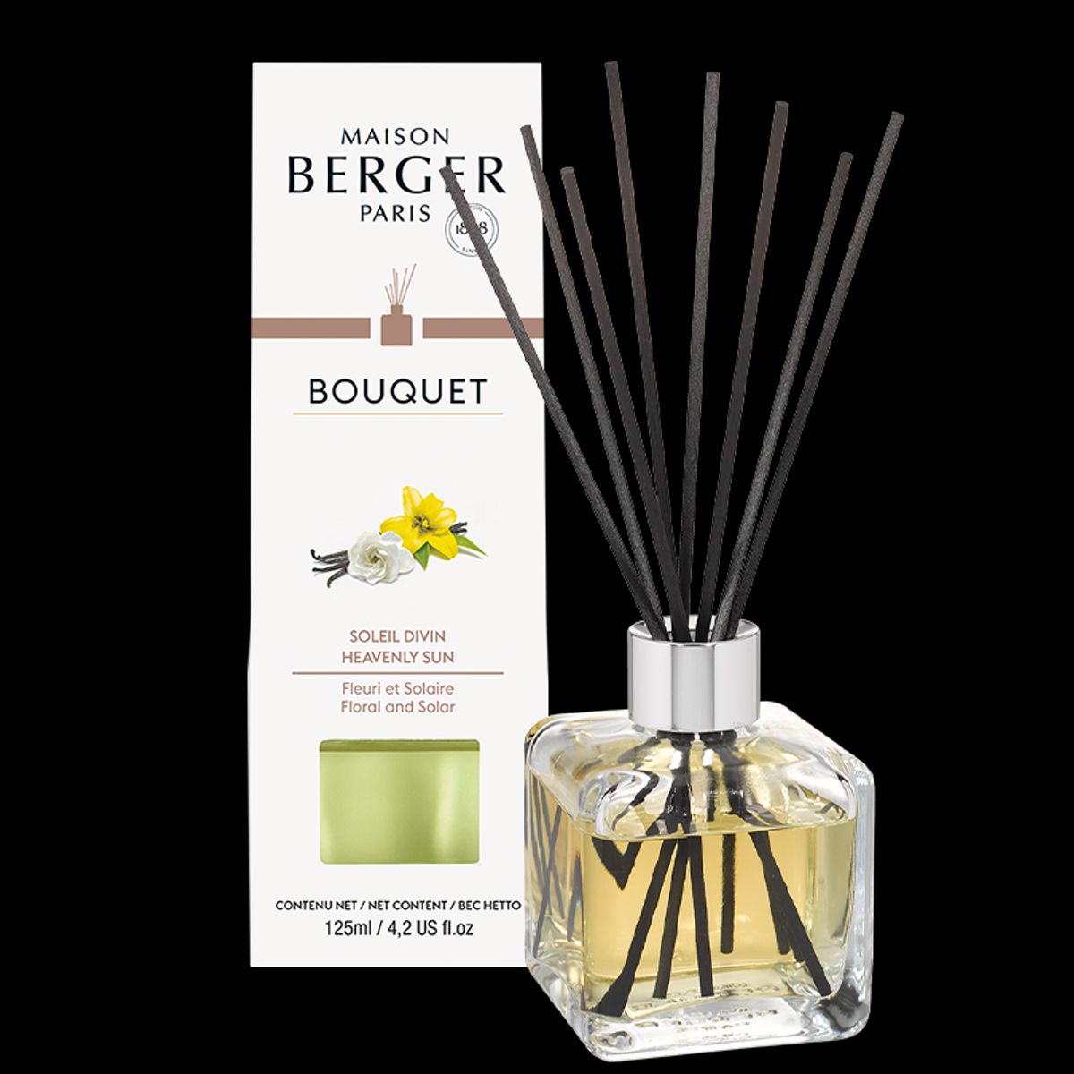 DUFTPINDE CUBE FLAKON & DUFTEN HEAVENLY SUN - SCENTED BOUQUET - Scented Bouquet / Flakon m. Duftpinde - Maison Berger Paris - StudioBuus