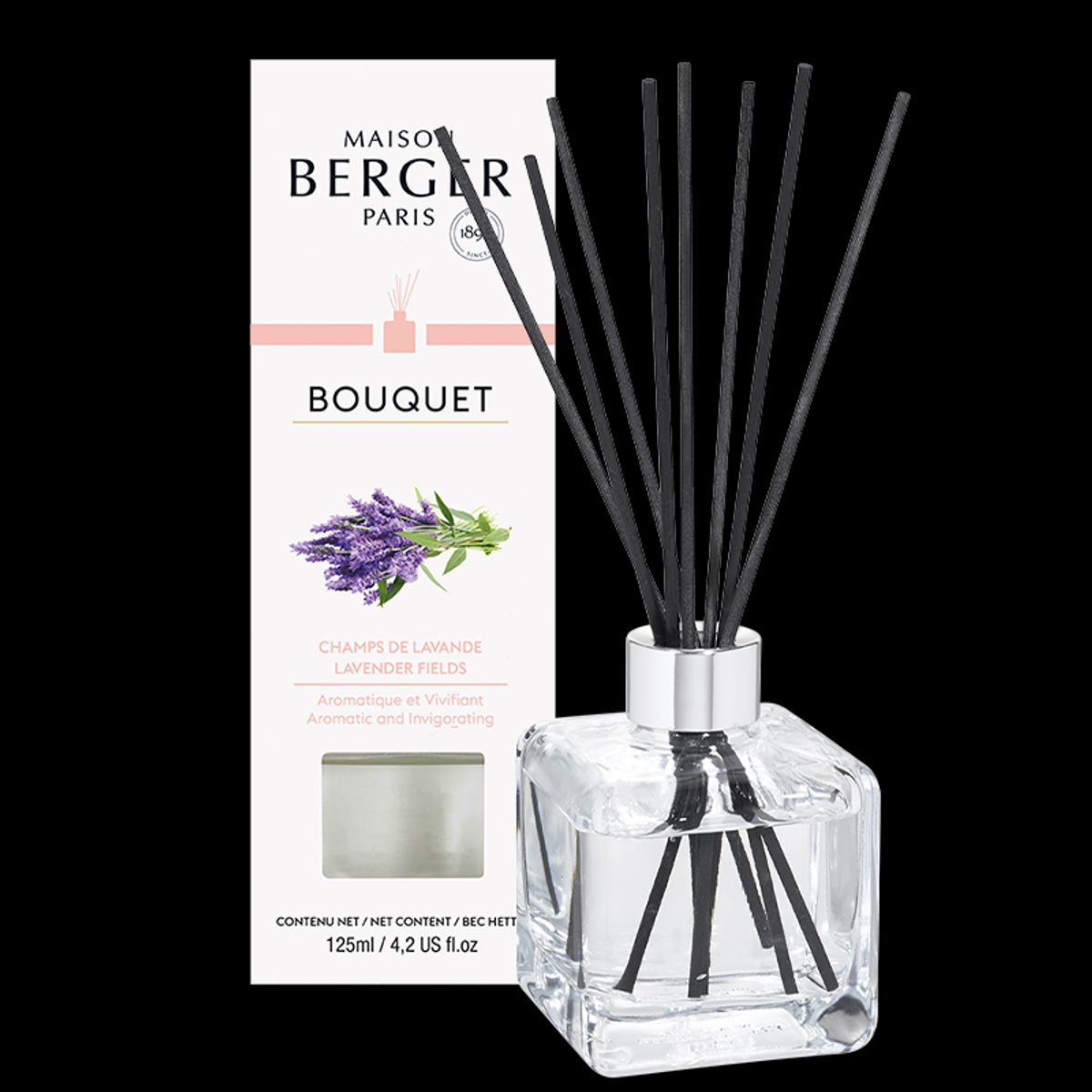 DUFTPINDE CUBE FLAKON & DUFTEN LAVENDER FIELDS - SCENTED BOUQUET - Scented Bouquet / Flakon m. Duftpinde - Maison Berger Paris - StudioBuus