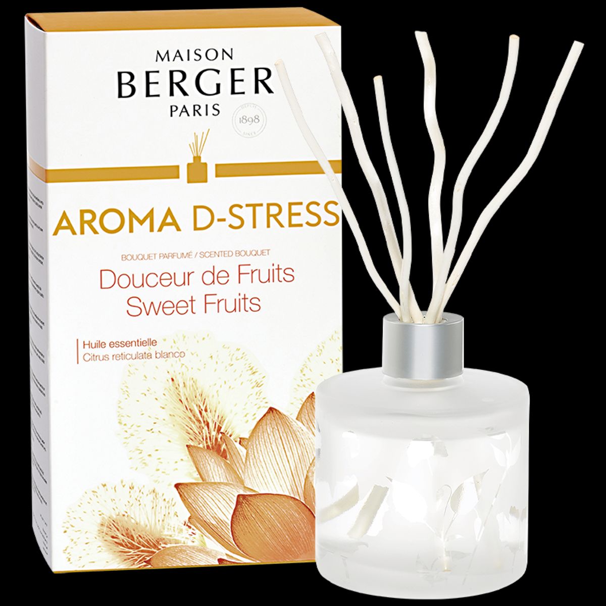 DUFTPINDE SANDBLÆST FLAKON & DUFTEN AROMA D-STRESS - SCENTED BOUQUET - Scented Bouquet / Flakon m. Duftpinde - Maison Berger Paris - StudioBuus