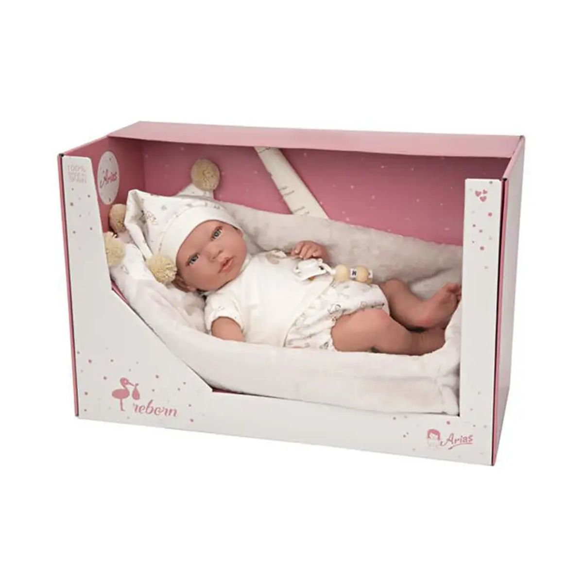 Dukke Reborn Aday 40 cm m. Beige Babynest