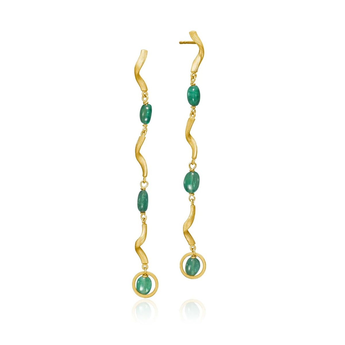 Dulong Fine Jewelry - Vega Emerald øreringe m. smaragd, lang 18 kt. guld