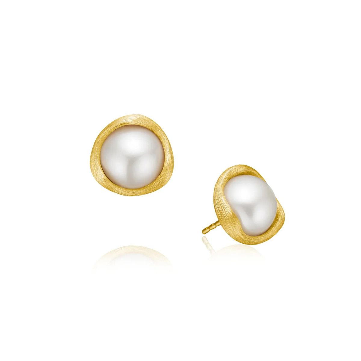 Dulong Fine Jewelry - Vega Pearl ørestikker m. ferskvandsperle, stor 18 kt. guld