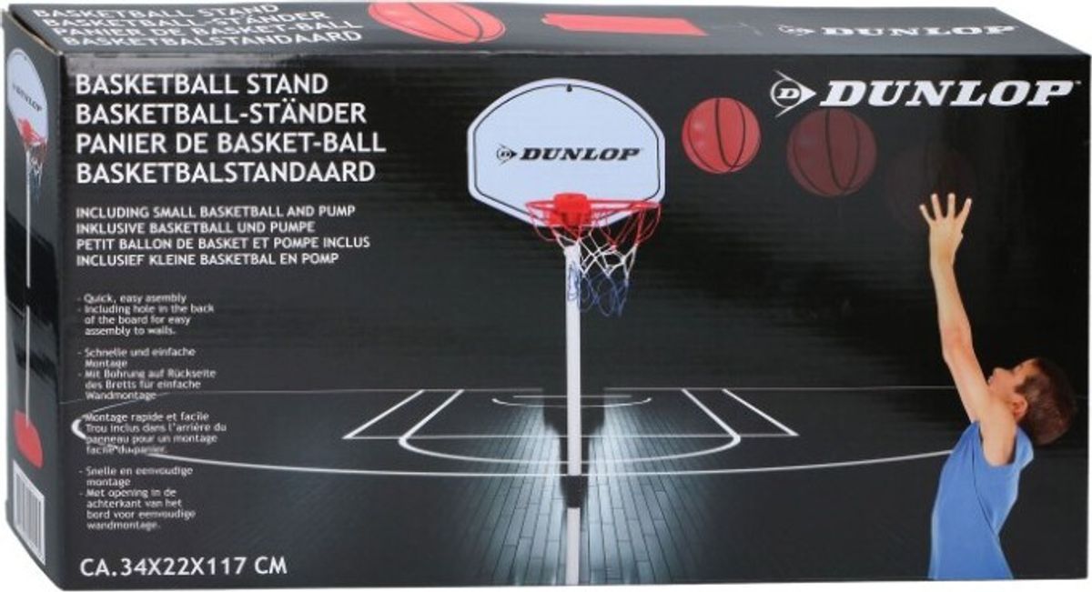 Dunlop - Basketball Stander - Indendørs - Inkl. Bold - 117 Cm