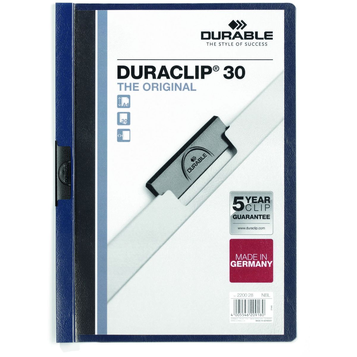 Durable Duraclip A4 klemmemappe 30ark blå