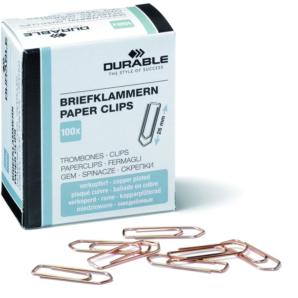 Durable kobberfarvet metalclips 26 mm