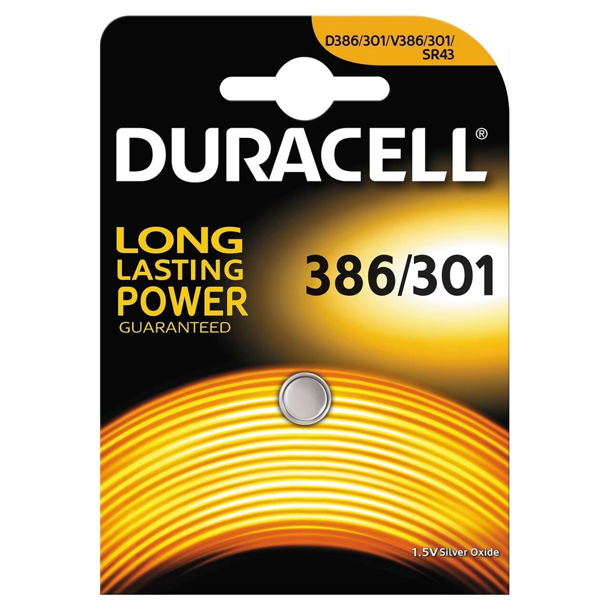 Duracell Batteri 386/301, 1,5V Silver Oxide 1stk/p