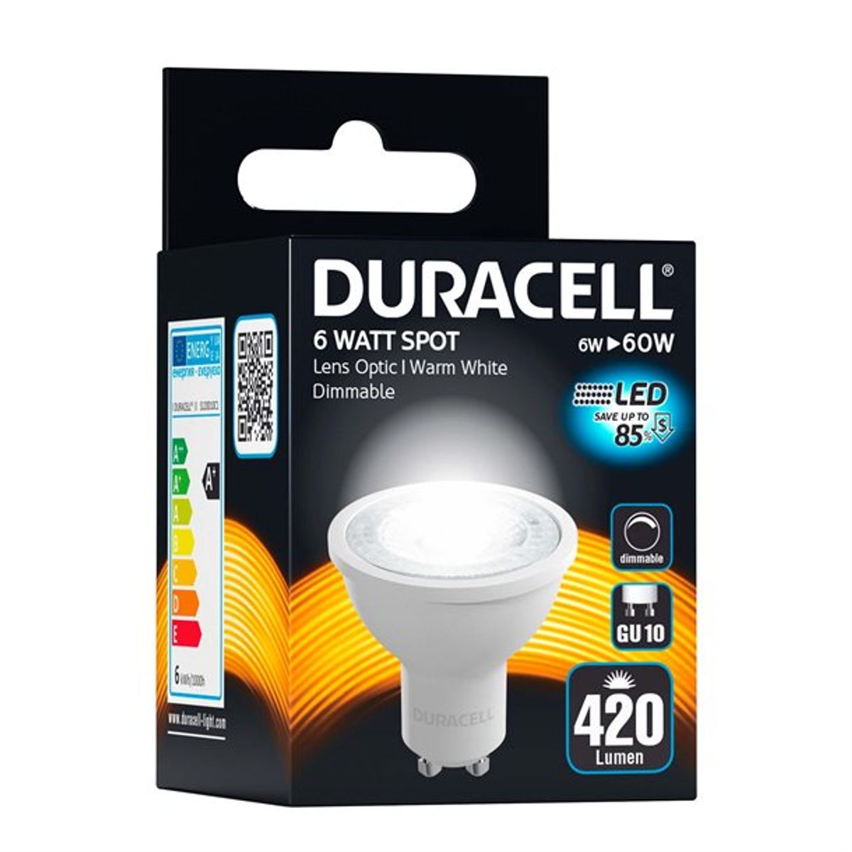 Duracell ® LED GU10 dæmpbar spot 420 lumen - LED Lys > LED Pærer - DURACELL - Spotshop