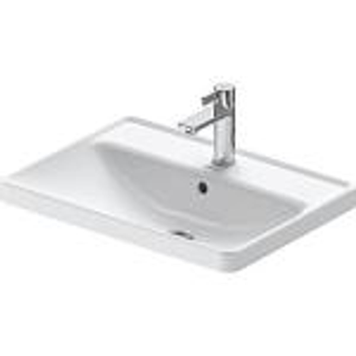 Duravit D-Neo håndvask til nedfældning 600x170x440mm, med overløb, 1 hanehul, hvid højglans