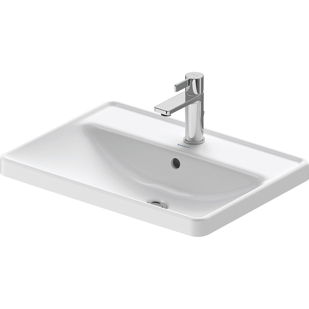 Duravit D-Neo håndvask til nedfældning 600x170x440mm, med overløb, 1 hanehul, hvid højglans