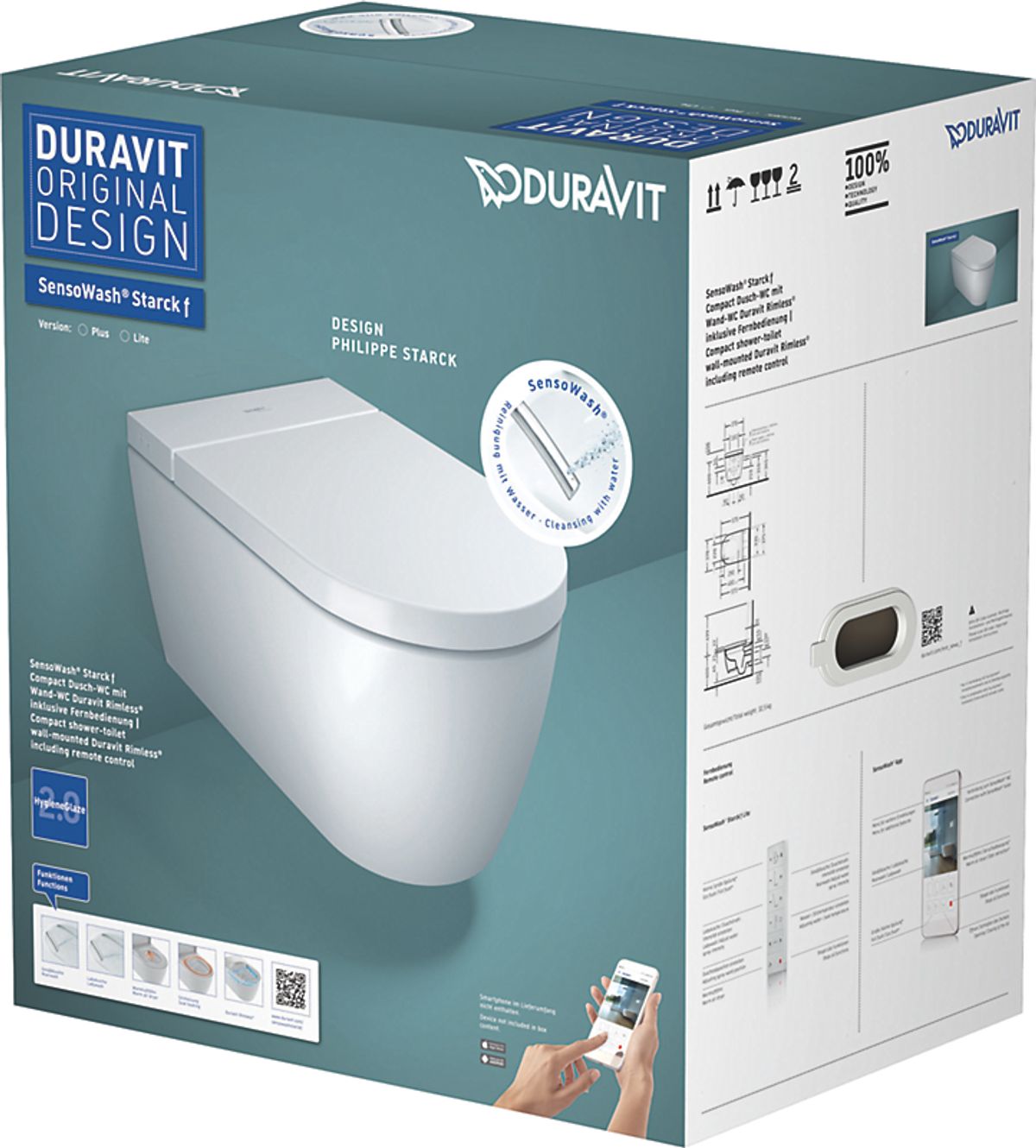 Duravit SensoWash Starck f lite douchetoilet hængeskål rimless, Husk 613281941