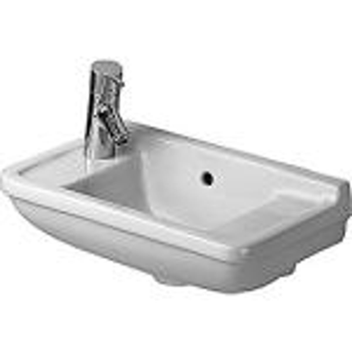 Duravit Starck 3 håndvask 500x260 mm. Forlokket hanehul venstre og højre side