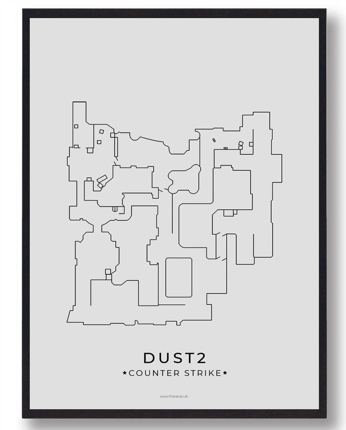 Dust2 map - CS gamerplakater (Størrelse: L - 50x70cm (B2))