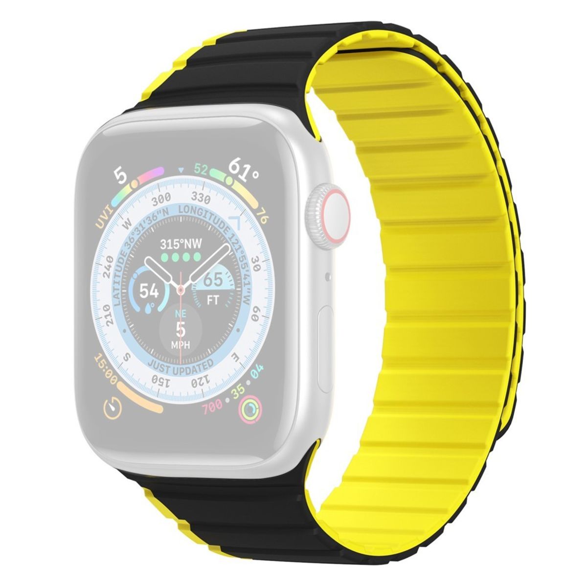 Dux Ducis LD Series - Apple Watch 9/8/7/6/5/4/3/2/1/SE - 41/40/38mm - Magnetisk silikone urrem - Sort/gul