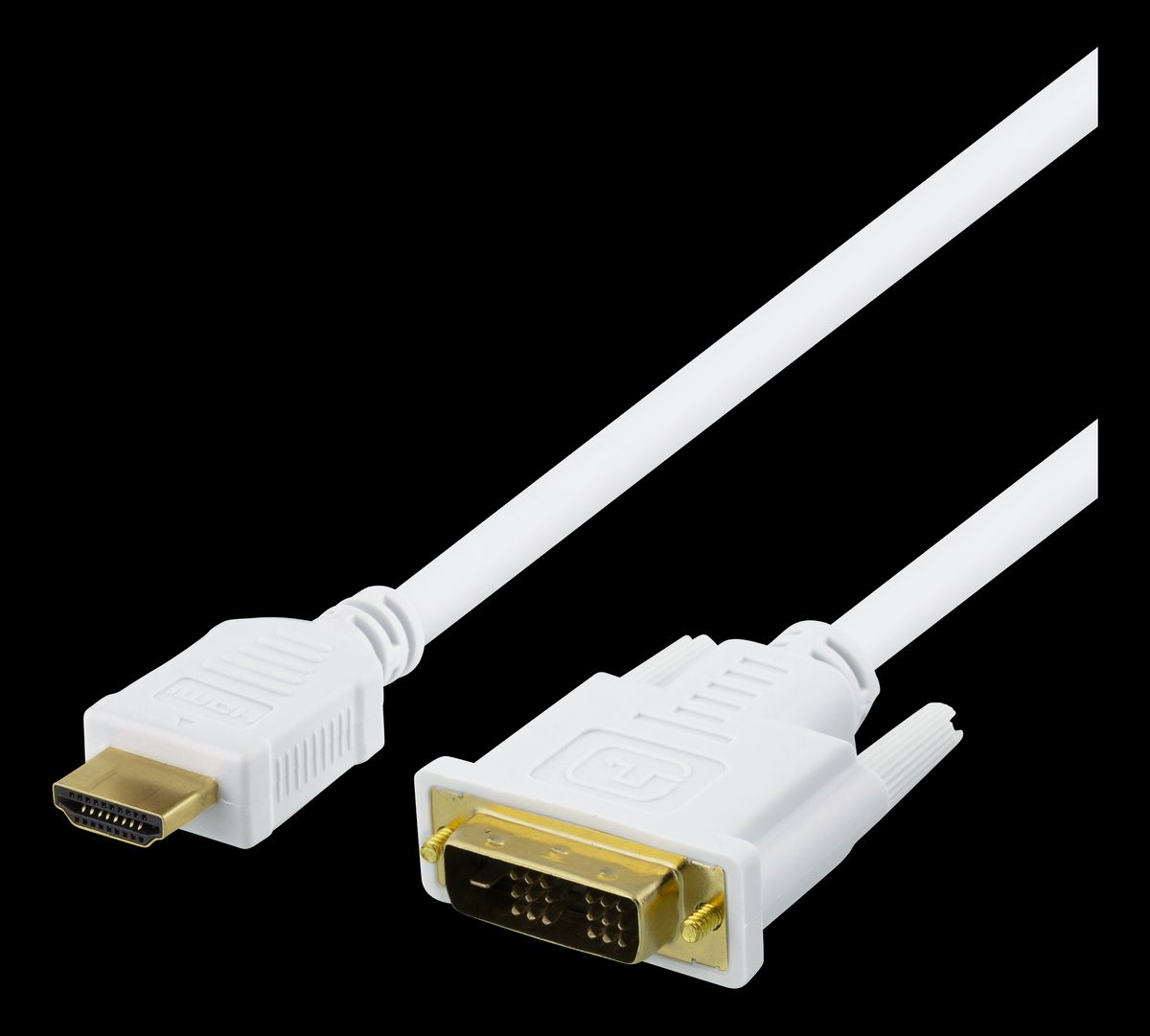 DVI - HDMI kabel - Guldbelagt - Fuld HD - Hvid - 3 m