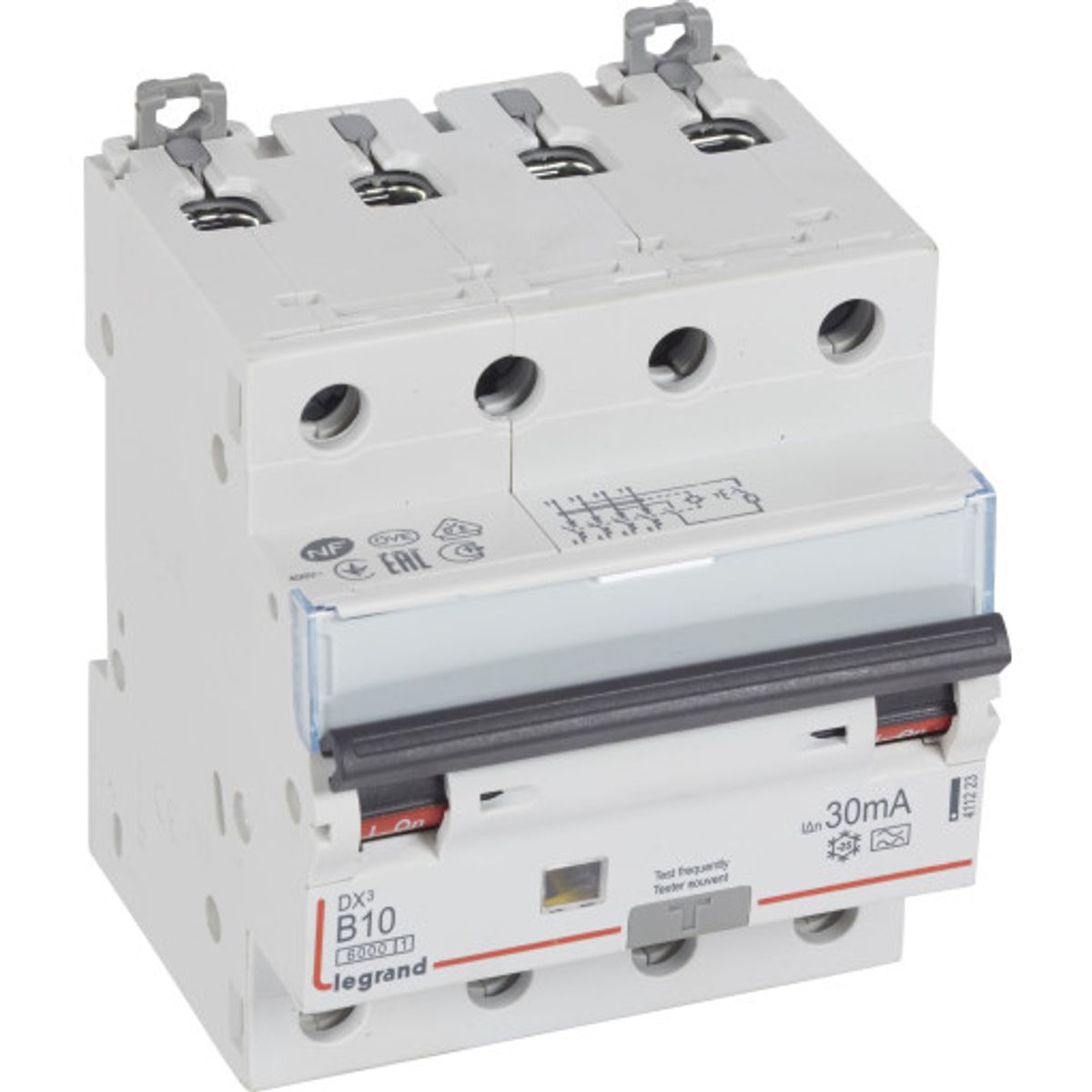 DX3 kombiafbryder HPFI RCBO B 10A 30mA 4P, 10kA, 4M, type A