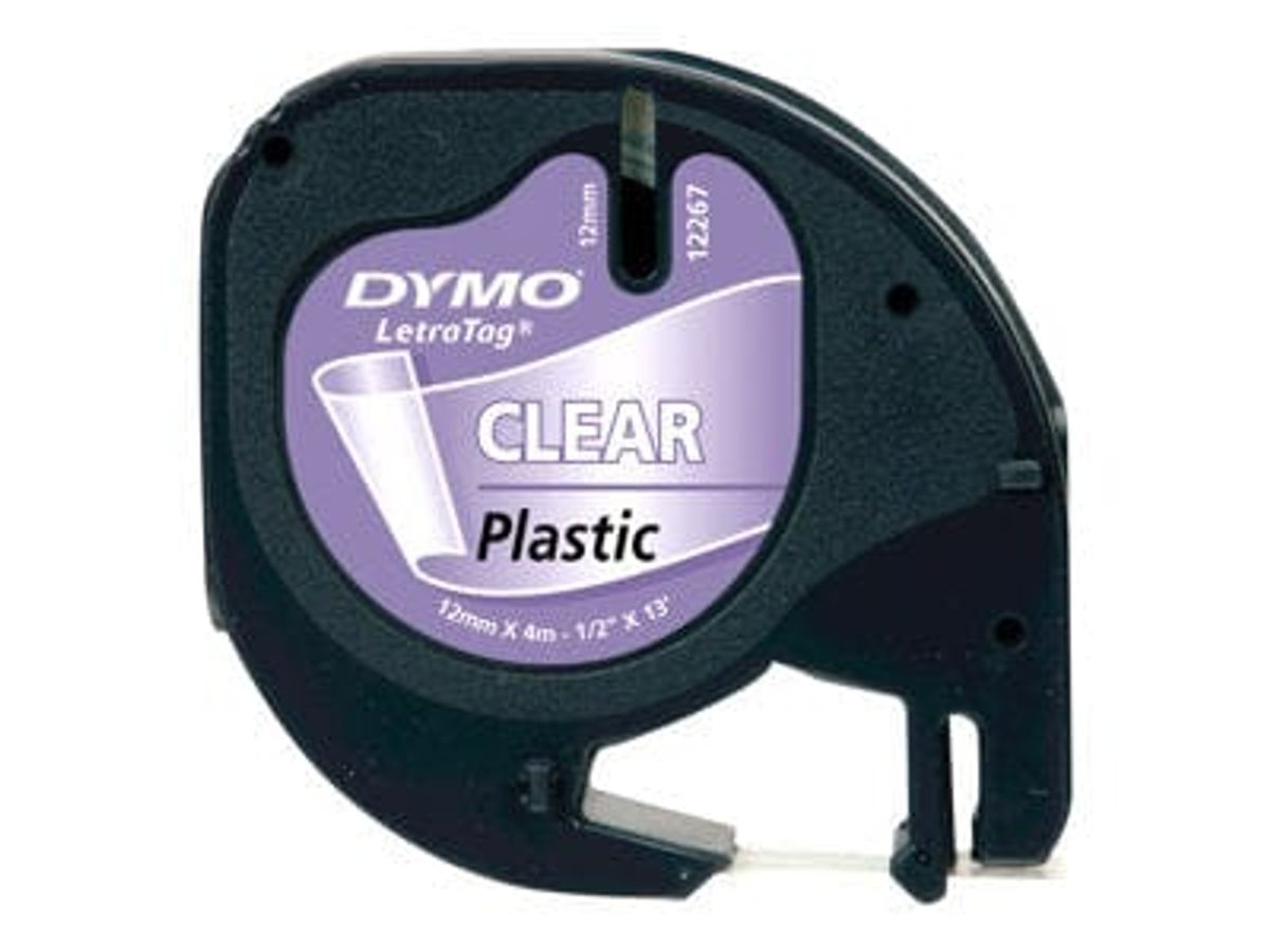 Dymo 12267 sort på klar plastiktape 12 mm S0721530 - Kompatibel