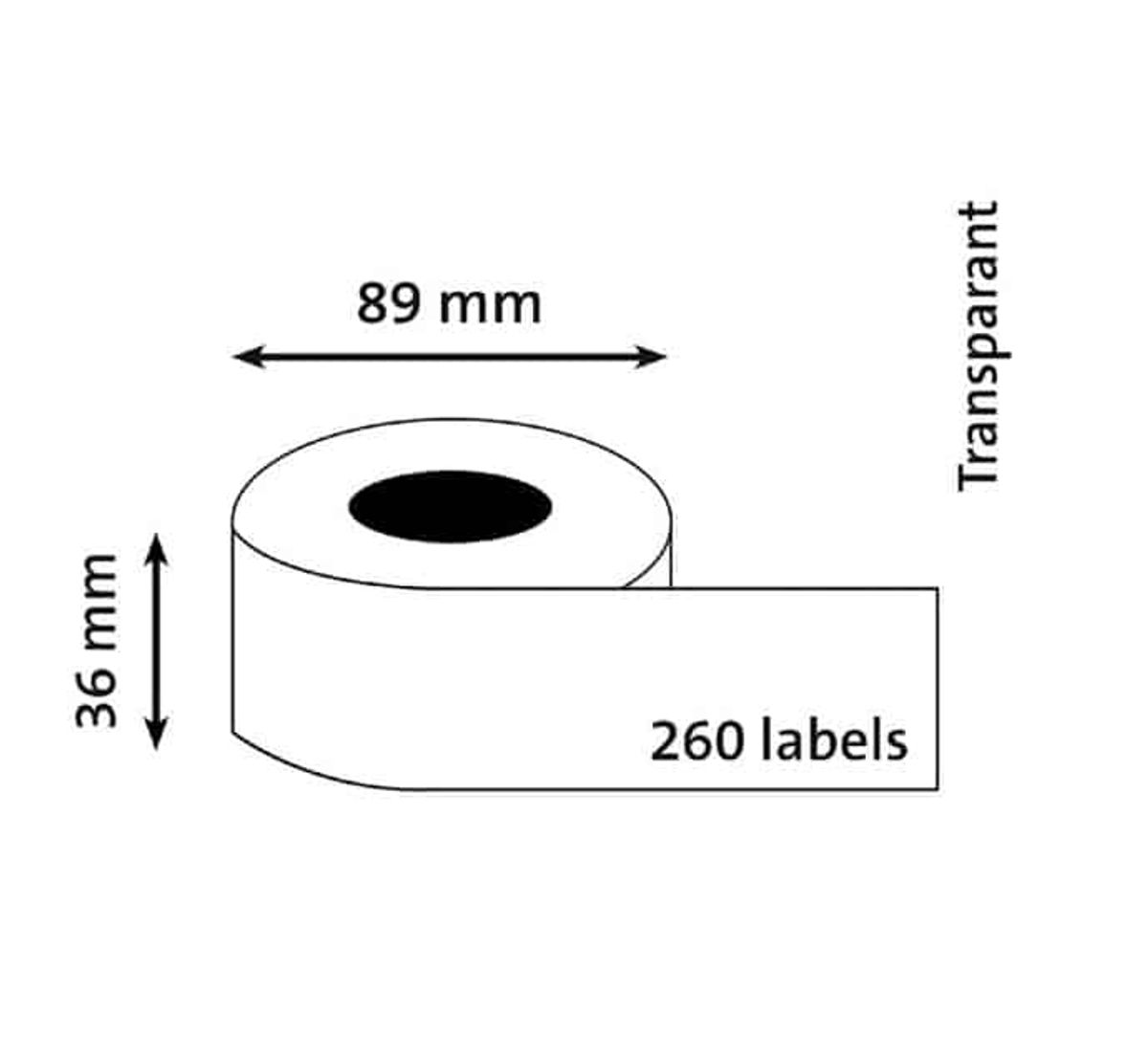 Dymo 99013 Gennemsigtige adresseetiketter 260 stk - 89 x 36mm labels - Kompatibel - S0722550