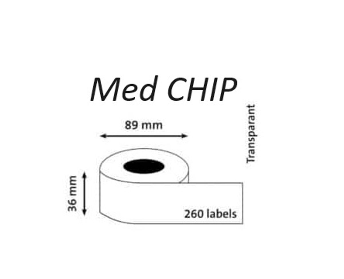 Dymo 99013 Gennemsigtige adresseetiketter med CHIP 260 stk - 89 x 36mm labels - Kompatibel - S0722550