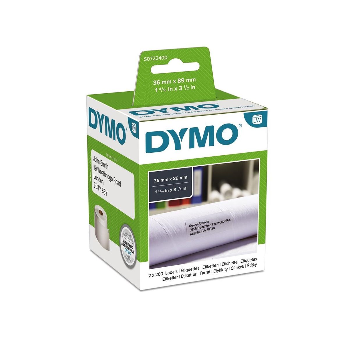 DYMO adresse-etiket 89x36 mm 2x260stk/rul 99012